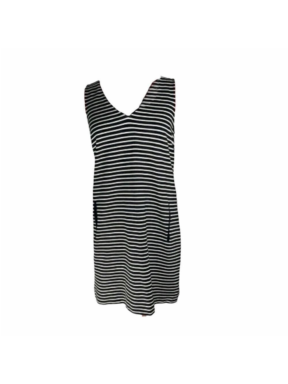 BANANA Republic tank dress horizontal stripes back zipper black white size M